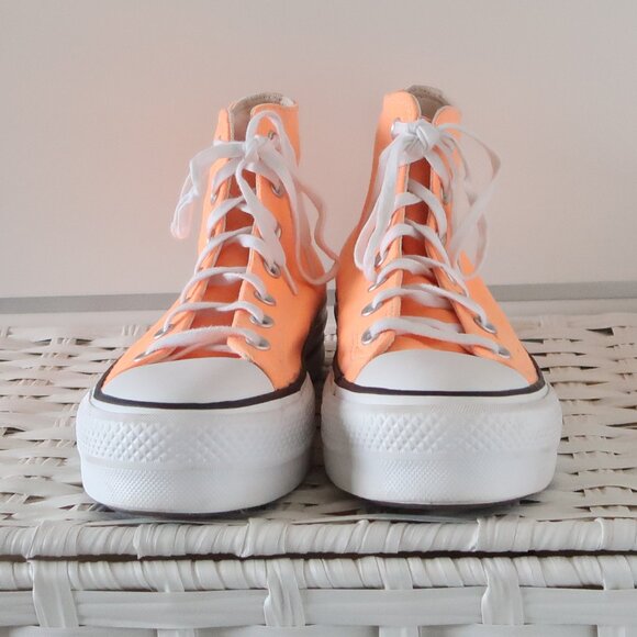 Converse Chuck Taylor All Star Move Platform High Top Sneakers Neon Orange 9